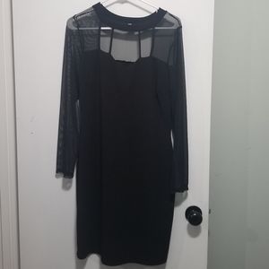 Sheer Sleeve Black Dress